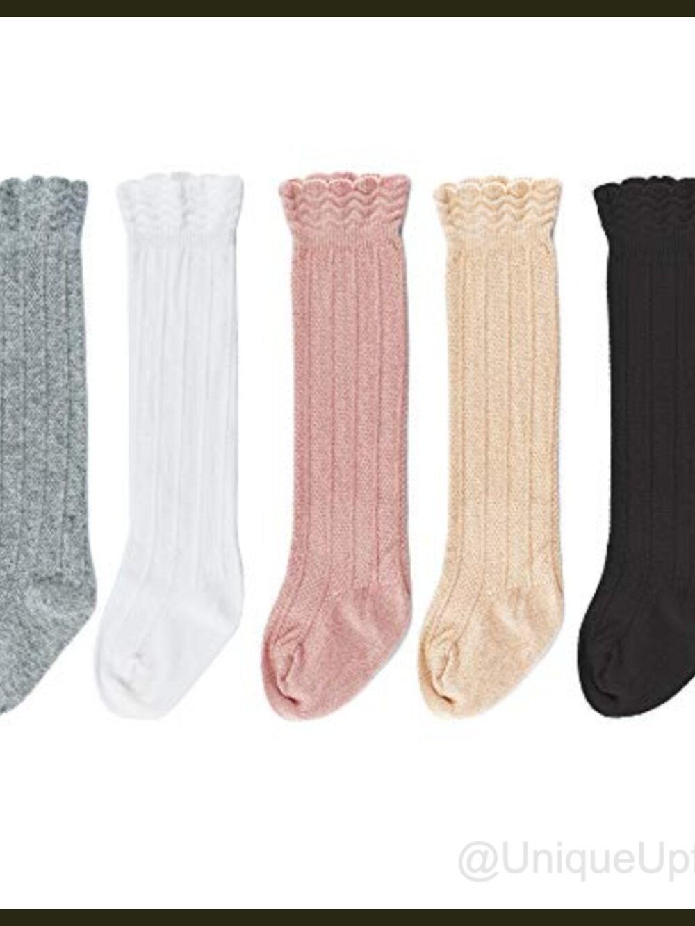 Knee High Socks Cotton Infant Toddler Cable Knit Stockings 5 Pairs